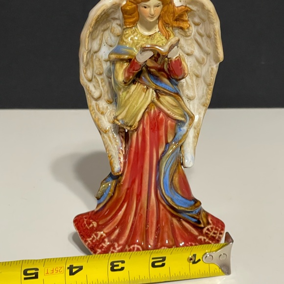 Vtg Beautiful Ceramic Angel Tii Collections With Red Dress Holding Book - Picture 4 of 11